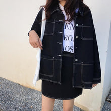 Load image into Gallery viewer, GUUZYUVIZ Women Denim Suit Pink Black Casual Chic Jeans Jacket Coat And High Waist Bodycon Skirt Womens 2 Piece Set 2018 Winter