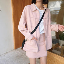 Load image into Gallery viewer, GUUZYUVIZ Women Denim Suit Pink Black Casual Chic Jeans Jacket Coat And High Waist Bodycon Skirt Womens 2 Piece Set 2018 Winter