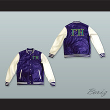 Load image into Gallery viewer, Gamma Eta Sorority Purple and White Lab Leather Varsity Letterman Jacket