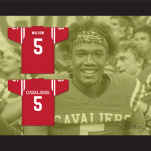 Load image into Gallery viewer, Garrett Wilson 5 Lake Travis High School Cavaliers Red Football Jersey 2