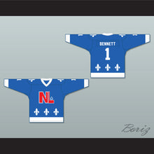 Load image into Gallery viewer, Gary Bennett 1 Le National de Québec Blue Hockey Jersey- Lance et compte (He Shoots, He Scores)