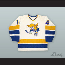 Load image into Gallery viewer, 1974-75 WHA Gary Gambucci 14 Minnesota Fighting Saints White Hockey Jersey