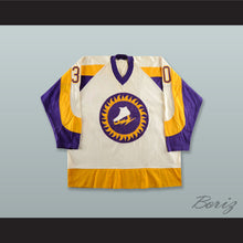 Load image into Gallery viewer, Gary Kurt 30 WHA New York Golden Blades White Hockey Jersey