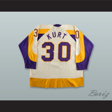 Load image into Gallery viewer, Gary Kurt 30 WHA New York Golden Blades White Hockey Jersey