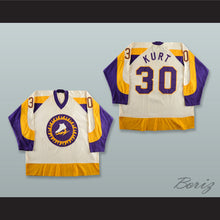 Load image into Gallery viewer, Gary Kurt 30 WHA New York Golden Blades White Hockey Jersey
