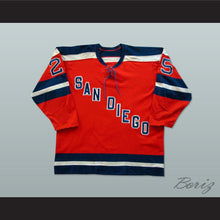 Load image into Gallery viewer, Gene Peacosh 25 San Diego Mariners Red Hockey Jersey