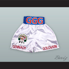 Load image into Gallery viewer, Gennady &#39;Triple G&#39; Golovkin White Boxing Shorts with Embroidered WBC Champion Patch