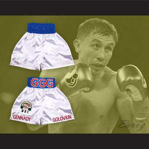 Gennady 'Triple G' Golovkin White Boxing Shorts with Embroidered WBC Champion Patch
