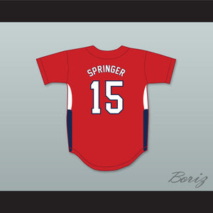 George Springer 15 Avon Old Farms School Winged Beavers Red Baseball Jersey 2
