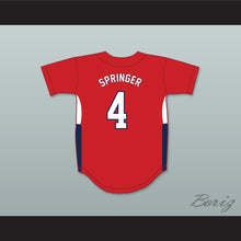 Load image into Gallery viewer, George Springer 4 Avon Old Farms School Winged Beavers Red Baseball Jersey 2