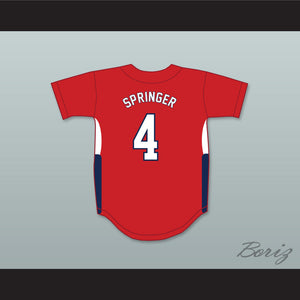 George Springer 4 Avon Old Farms School Winged Beavers Red Baseball Jersey 2