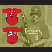 Load image into Gallery viewer, George Springer 4 Avon Old Farms School Winged Beavers Red Baseball Jersey 2