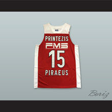 Load image into Gallery viewer, Georgios Printezis 15 Olympiacos Piraeus Greece Red Basketball Jersey