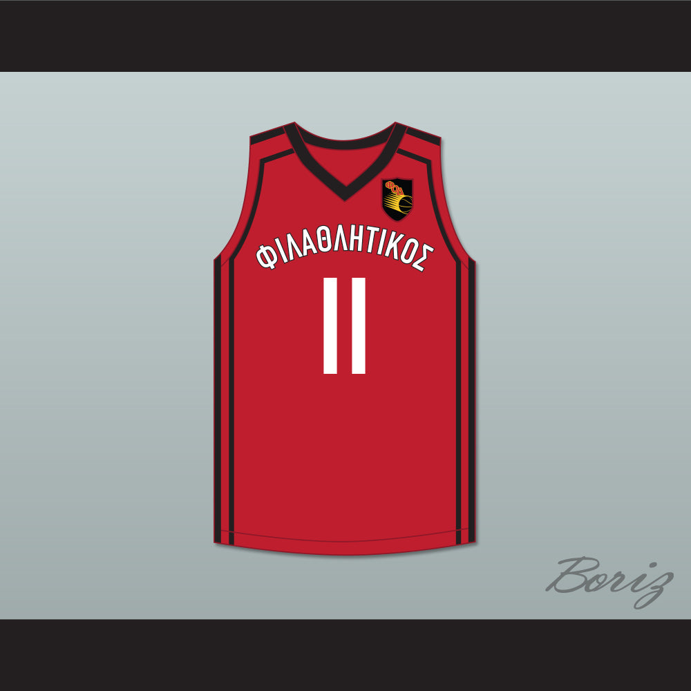 Giannis Antetokounmpo 11 Filathlitikos A.O Zografou B.C. Red Basketball Jersey