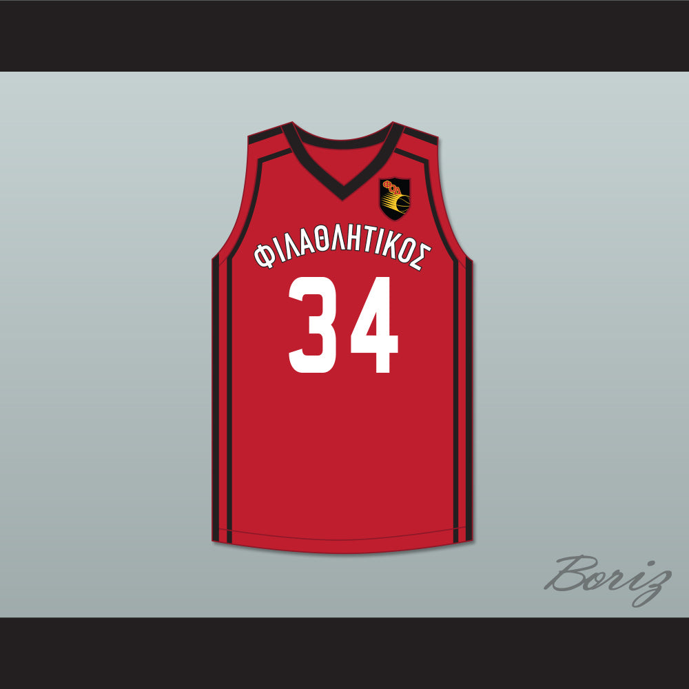 Giannis Antetokounmpo 34 Filathlitikos A.O Zografou B.C. Red Basketball Jersey