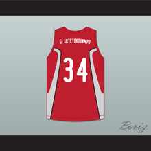 Load image into Gallery viewer, Giannis Antetokounmpo 34 Filathlitikos A.O Zografou B.C. Red Basketball Jersey 2