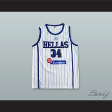 Load image into Gallery viewer, Giannis Antetokounmpo 34 Greece National Team Pinstriped White Basketball Jersey