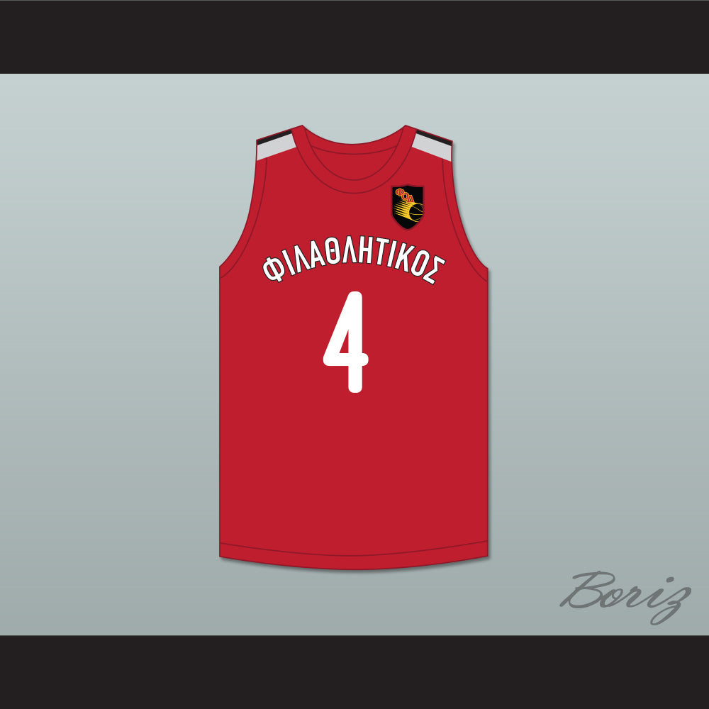 Giannis Antetokounmpo 4 Filathlitikos A.O Zografou B.C. Red Basketball Jersey 2