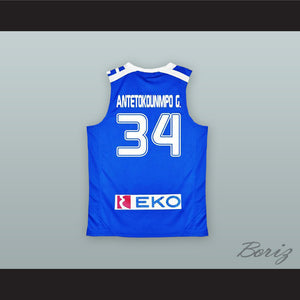 Giannis Antetokounmpo 34 Greece Blue Basketball Jersey