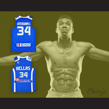 Load image into Gallery viewer, Giannis Antetokounmpo 34 Greece Blue Basketball Jersey