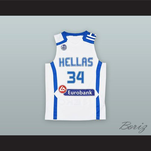 Giannis Antetokounmpo 34 Greece White Basketball Jersey