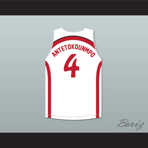 Giannis Antetokounmpo 4 Filathlitikos B.C. White Basketball Jersey 2