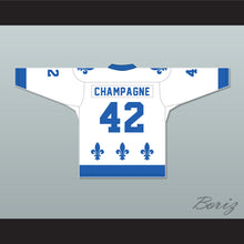 Load image into Gallery viewer, Gilles Champagne 42 Le National de Québec White Hockey Jersey- Lance et compte (He Shoots, He Scores)