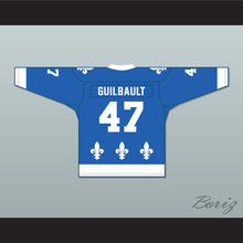 Load image into Gallery viewer, Gilles Guilbault 47 Le National de Québec Blue Hockey Jersey- Lance et compte (He Shoots, He Scores)
