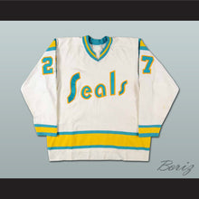 Load image into Gallery viewer, Gilles Meloche 27 Golden Seals White Hockey Jersey