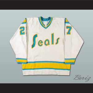 Gilles Meloche 27 Golden Seals White Hockey Jersey