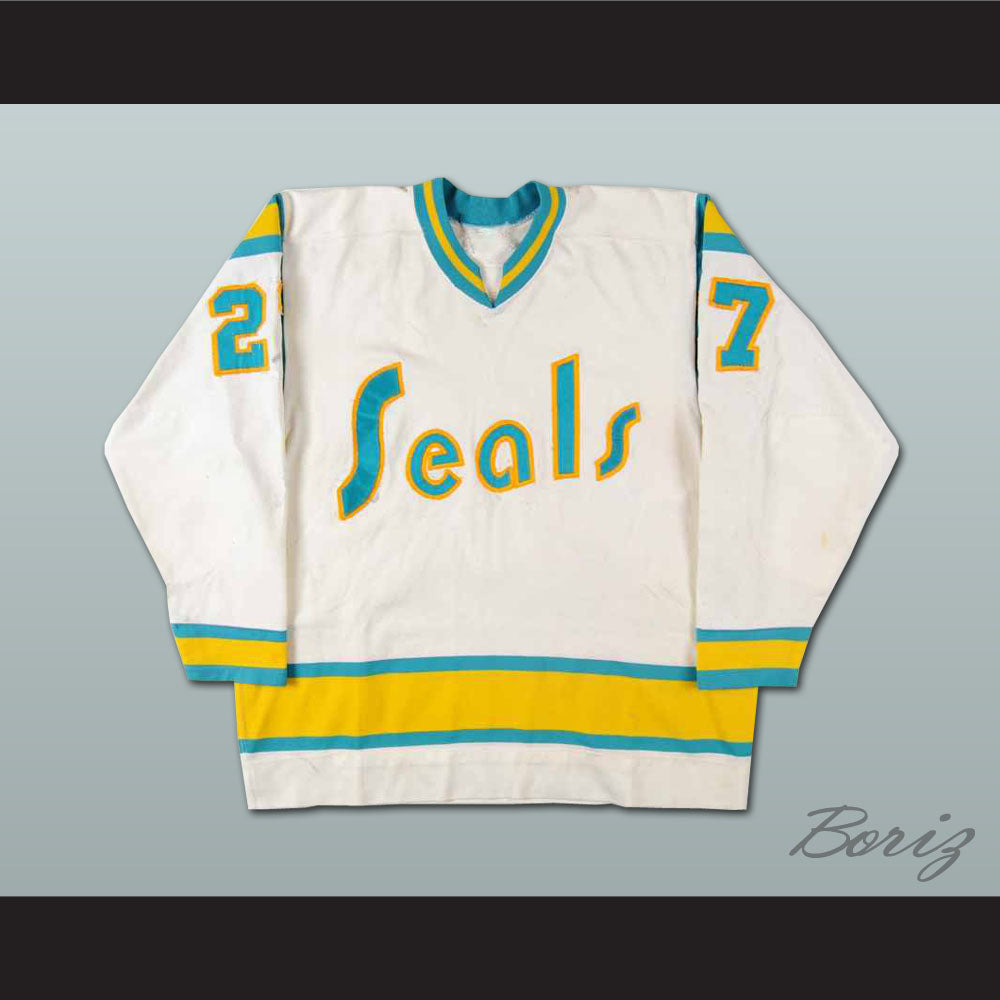 Gilles Meloche 27 Golden Seals White Hockey Jersey