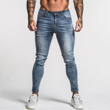 Load image into Gallery viewer, Gingtto Men&#39;s Skinny Jeans Faded Blue Middle Waist Classic Hip Hop Stretch Pants Cotton Comfortable Dropshipping Supply zm46