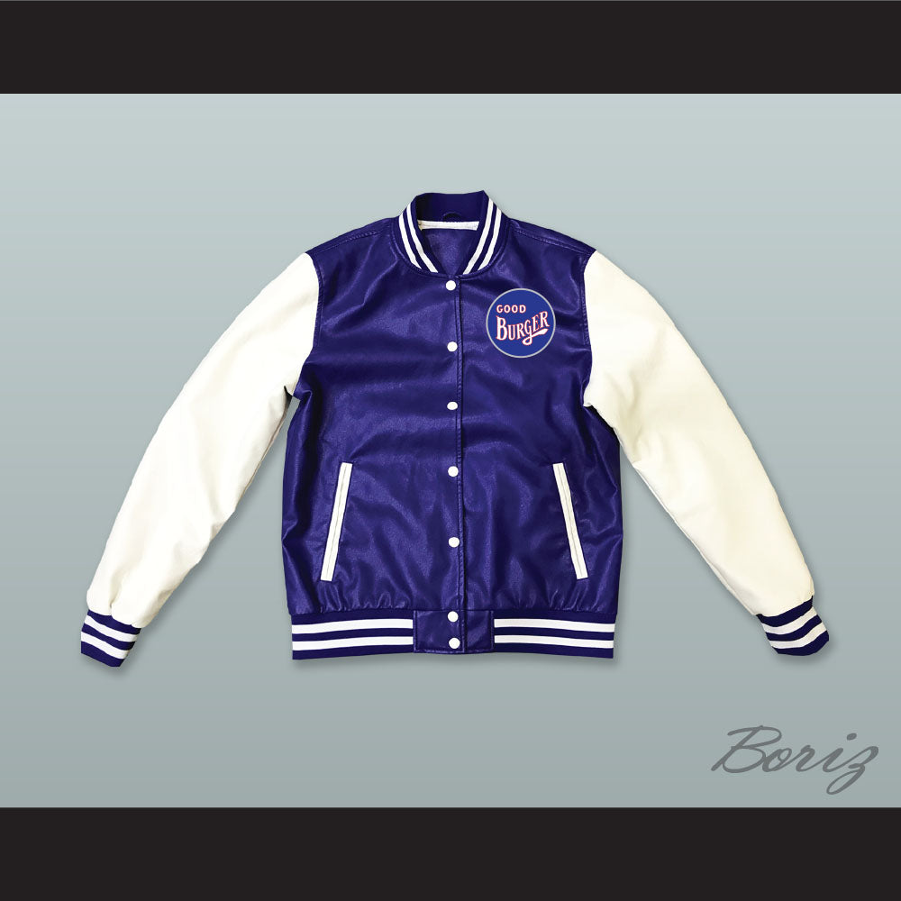 Good Burger Blue and White Lab Leather Varsity Letterman Jacket