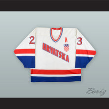 Load image into Gallery viewer, Gordan Smojver 23 Croatia National Team White Hockey Jersey