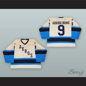 Gordie Howe 9 Houston Aeros White Hockey Jersey