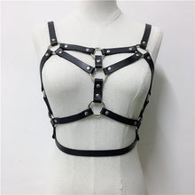 Load image into Gallery viewer, Gothic Leather Hollow Out Crop Top Women Link Chain Tassel Tank Tops Rave Festival Tops Summer Beach Top Sexy Party Clubwear