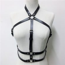 Load image into Gallery viewer, Gothic Leather Hollow Out Crop Top Women Link Chain Tassel Tank Tops Rave Festival Tops Summer Beach Top Sexy Party Clubwear