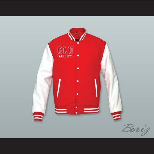 Grand Lakes University Hooters Red Wool and White Lab Leather Varsity Letterman Jacket
