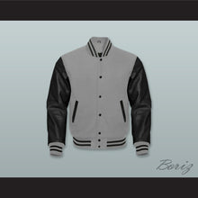 Load image into Gallery viewer, Gray Wool and Black Lab Leather Varsity Letterman Jacket 2