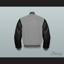 Load image into Gallery viewer, Gray Wool and Black Lab Leather Varsity Letterman Jacket 2