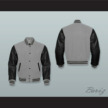 Load image into Gallery viewer, Gray Wool and Black Lab Leather Varsity Letterman Jacket 2