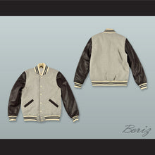 Load image into Gallery viewer, Gray Wool and Black Lab Leather Varsity Letterman Jacket