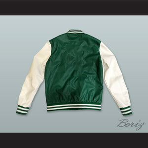 Green and White Lab Leather Varsity Letterman Jacket
