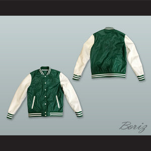 Green and White Lab Leather Varsity Letterman Jacket