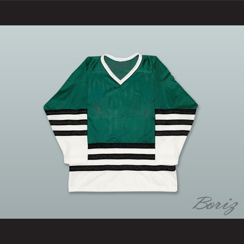 Dark Green White and Black Hockey Jersey