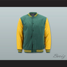 Load image into Gallery viewer, Green Wool and Yellow Gold Lab Leather Varsity Letterman Jacket