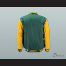 Load image into Gallery viewer, Green Wool and Yellow Gold Lab Leather Varsity Letterman Jacket