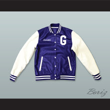 Load image into Gallery viewer, Grinder Grind Institute Blue and White Lab Leather Varsity Letterman Jacket