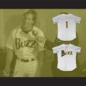 Gus Cantrell 1 Buzz White Pinstriped Baseball Jersey Major League: Back to the Minors