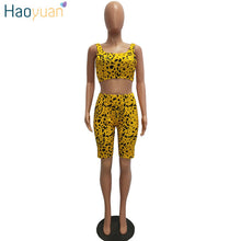 Load image into Gallery viewer, HAOYUAN Snake Print 2 Piece Outfits for Women Tracksuit Summer Crop Top+Biker Shorts Sweat Suit Sexy Club Two Pcs Matching Sets